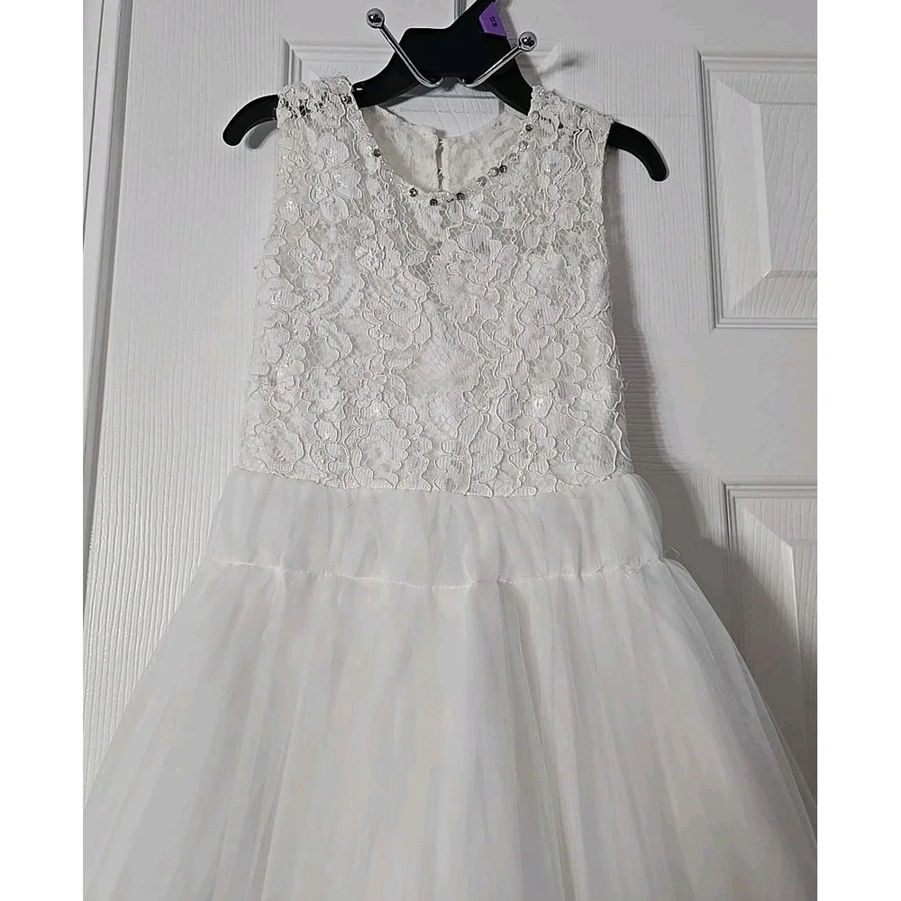 Girls Dress Formal‎ White Lace See Measurements Below
